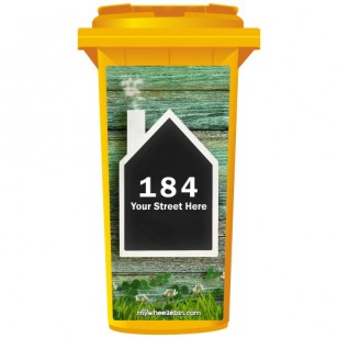 Your House Number Or Name & Street Name On A House Shaped Chalkboard Wheelie Bin Sticker Panel